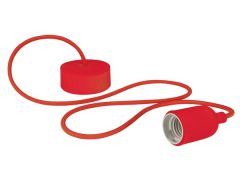 Portabombillas de diseño con cable de tela - color rojo