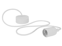 Portabombillas de diseño con cable de tela - color blanco