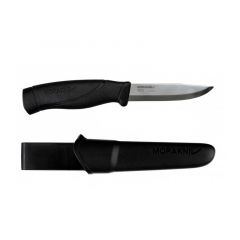 Morakniv STE-13159 Cuchillo de Caza Companion HeavyDuty, Hoja de acero Sandvik 12c27 de 10.0 cm y mango de goma inyectada negro. Incluye funda de polímero en color negro, clip para cinturón