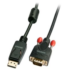 Lindy 41940 adaptador de cable de vídeo 0,5 m VGA (D-Sub) DisplayPort Negro