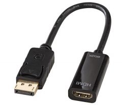 Lindy 41718 adaptador de cable de vídeo 0,15 m DisplayPort HDMI Negro