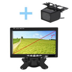 Kit visión trasera con monitor 7" y cámara basculante con infrarrojos. Ideal para vehículos pesados, disponible en dos diferentes colores