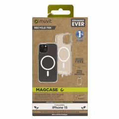 Muvit for change funda recycletek magsafe compatible con apple iphone 15 transparente