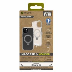 Muvit for change funda recycletek magsafe con soporte compatible con apple iphone 15 transparente