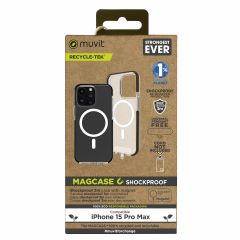 Muvit for change funda recycletek magsafe shockproof 3m compatible con apple iphone 15 pro max transparente/negra