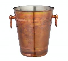 BarCraft Champagne Bucket, Soporte Enfriador de Vino de Acero Inoxidable con Acabado de Cobre, Capacidad de 4.9 Litros, 24 x 20.5 x 23cm, 1 Cantidad