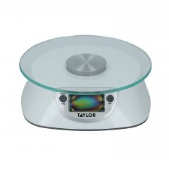 Taylor Balanza Digital de Cocina con Plataforma de Vidrio, Gran Precisión, Función de Peso con Tara, Plata, 5 kg / 5000 ml de Capacidad