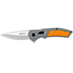 Buck Knives STE-0261ORS Cuchillo Plegable Hexam 261 con hoja de acero inoxidable 7Cr satinada y mango Plástico de color gris moldeado por inyección con incrustación naranja texturizada. Incluye clip de bolsillo