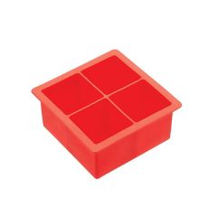 BarCraft – Cubitera de Silicona Grande, Color Rojo, 11 x 11 x 4,5 cm
