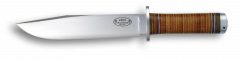 Cuchillo de Caza Fallkniven NL2L Odin fabricado en acero laminado VG-10  con hoja de 20 cm, mango de piel y aluminio con funda de cuero marrón