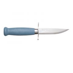  Morakniv STE-13974 Cuchillo para niños Scout 39 Blueberry hoja fija de acero inoxidable Sandvik 12c27 de 8,6 cm, mango de abedul de color azul claro. Incluye funda de cuero para ambidiestros, en Blister