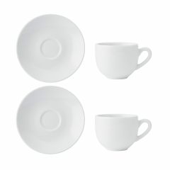 Mikasa chalk set of 2 porcelain espresso cups and saucers, 90ml, white