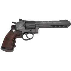 Pistola Revólver Magnum Super Sport tipo Python Full Metal calibre 4.5 mm - Negro - CO2 - Energia 1.23 Julios - Velocidad de disparo 128m/s - 420 FPS. Ref: 702N