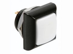 Mini pulsador cuadrado de metal - capuchón blanco - 1p spst off-(on)