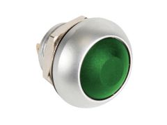 Mini pulsador redondo de metal - capuchón verde - 1p spst off-(on)