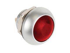 Mini pulsador redondo de metal - capuchón rojo - 1p spst off-(on)