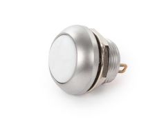 Mini pulsador redondo de metal - capuchón blanco - 1p spst off-(on)