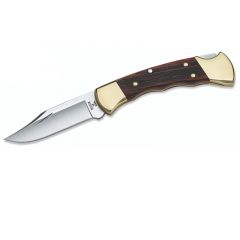 Buck Knives STE-0112BRSFG  Cuchillo Ranger Hoja 420HC de 7,6 cm de filo liso  Mango DymaLux® de ébano con ranuras para los dedos. Incluye  Funda de cuero negro 