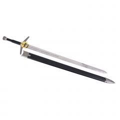Espada de Geralt de Riva The Witcher, modelo no oficial, largo total 121,5 cm, hoja de acero con runas grabadas, funda de piel negra, S0250