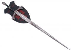 Espada S0312 de Daemon Targaryen de la Casa del Dragón de Juego de Tronos, réplica no oficial, Tamaño total de 105 cm y hoja acabada en acero brillante imitando acero valyrio, con madera para colgar.
