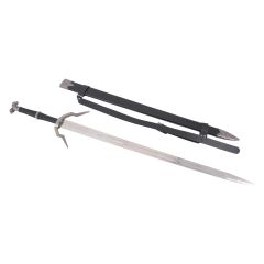 Espada de Geralt de Rivia The Witcher, hoja de acero y funda de piel negra, largo total 127,5 cm, réplica no oficial