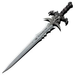 Espada World of Warcraft Replica Frostmourne de Arthas en tamaño real de 120 cm, hecha en acero inoxidable y con peana de pared incluida - Espada decorativa sin filo