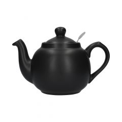 London Pottery Farmhouse - Tetera de cerámica con infusor para té en Hojas Sueltas, Color Negro Mate, 6 Tazas (1,5 l)