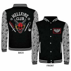 Stranger things - hellfire club (unisex black varsity jacket) ex large