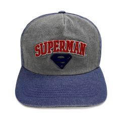 Dc comics superman - collegiate text (unisex grey baseball cap) one size