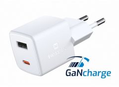 Mini gan travel charger 1x usb-c + 1xusb 30w power delivery