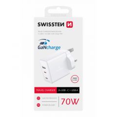 Travel charger gan 1x usb-c 45w power delivery white