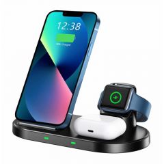 Wireless charger 3 in 1 stand black for apple and samsung