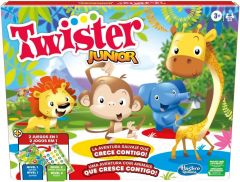 Juego Twister Junior - Aventura con animales - Tapete de 2 lados - 2 juegos en 1 - Juego de fiestas - Juego de interiores de 2 a 4 jugadores