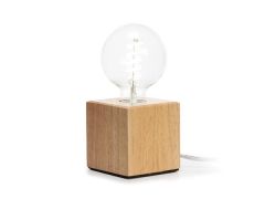 Lamp base - base de bombilla decorativa - color roble - forma cúbica