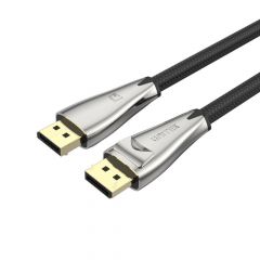Unitek - Cable DisplayPort 1.4 de 3 Metros, 8 K a 60 Hz, 4 K a 120 Hz, Full HD a 244 Hz, Cable de Nailon Trenzado, Conectores Dorados, Carcasa de Conector de Metal de 32,4 Gbits, Gaming, Cine en casa