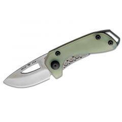 Buck Knives STE-0417GRS Navaja Plegable Budgie, Green con hoja de acero inoxidable CPM-S35VN, de 5,1 cm con mango  G10 verde translúcido (Jade) y acero inoxidable. Acero inoxidable negro con nitruro de flash