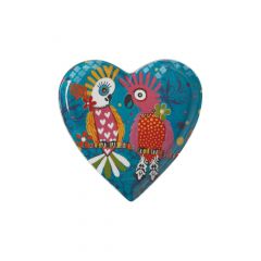 Maxwell & Williams Love Hearts Plato con Forma de Corazón con Diseño de Loros de Porcelana, 15,5 cm – Turquesa