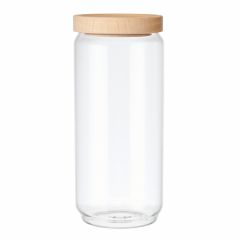 Kitchencraft idilica glass storage jar with beechwood lid, 1000ml