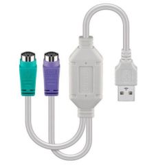 Microconnect USBA2XPS2 cable ps/2 0,3 m 2x 6-p Mini-DIN USB A Blanco