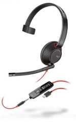 POLY Blackwire 5210 Auriculares Alámbrico Diadema Llamadas/Música USB Tipo C Negro, Rojo