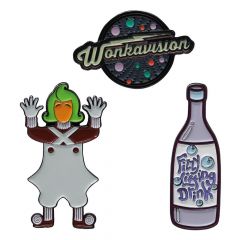 Willy wonka & la fábrica de chocolate pack de 3 chapas limited edition