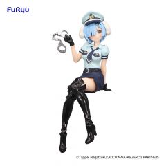 Re:zero starting life in another world estatua pvc noodle stopper rem police officer cap with dog ears 14 cm