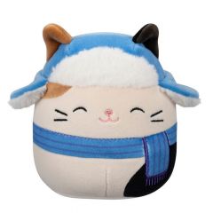 Squishmallows peluche cam the brown and black calico cat in blue scarf, hat 12 cm