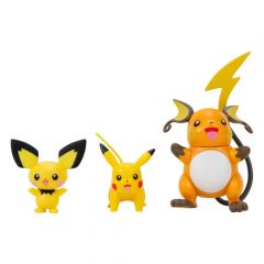 Pokémon pack de 3 figuras select evolution pichu, pikachu, raichu