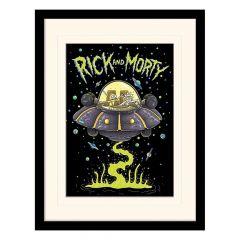 Rick and morty póster enmarcado collector print ufo (white background)