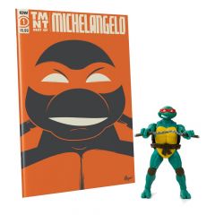 Tortugas ninja figura y cómic bst axn x idw michelangelo exclusive 13 cm