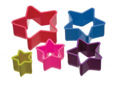 KitchenCraft Colourworks Juego de 5 cortadores de galletas de plástico en forma de estrella
