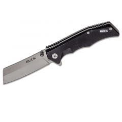 Buck Knive STE-0252BKS Cuchillo Plegable 252 Trunk con cuchilla de Hoja Lisa de 7,3 cm de acero inoxidable 7Cr y Mangos G10 de color Negro . Con clip de bolsillo Tip-Up Rigth Carry