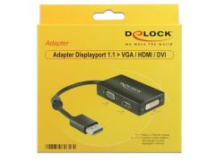 DeLOCK 0.16m DisplayPort/VGA+HDMI+DVI 0,16 m VGA (D-Sub)+ HDMI + DVI Negro