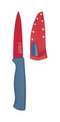 Colourworks Cuchillo Mondador con Funda para Afilar Cuchillos Edgekeeper, Acero Inoxidable, Rojo, 9,5 cm